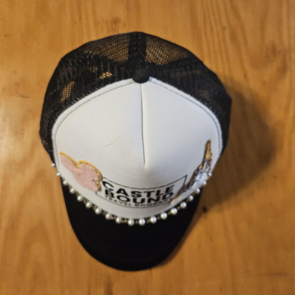 Disney Castle Bound‎ Travel Co Hat Cap Snap Back One Size Black Trucker Mickey - Picture 2 of 10